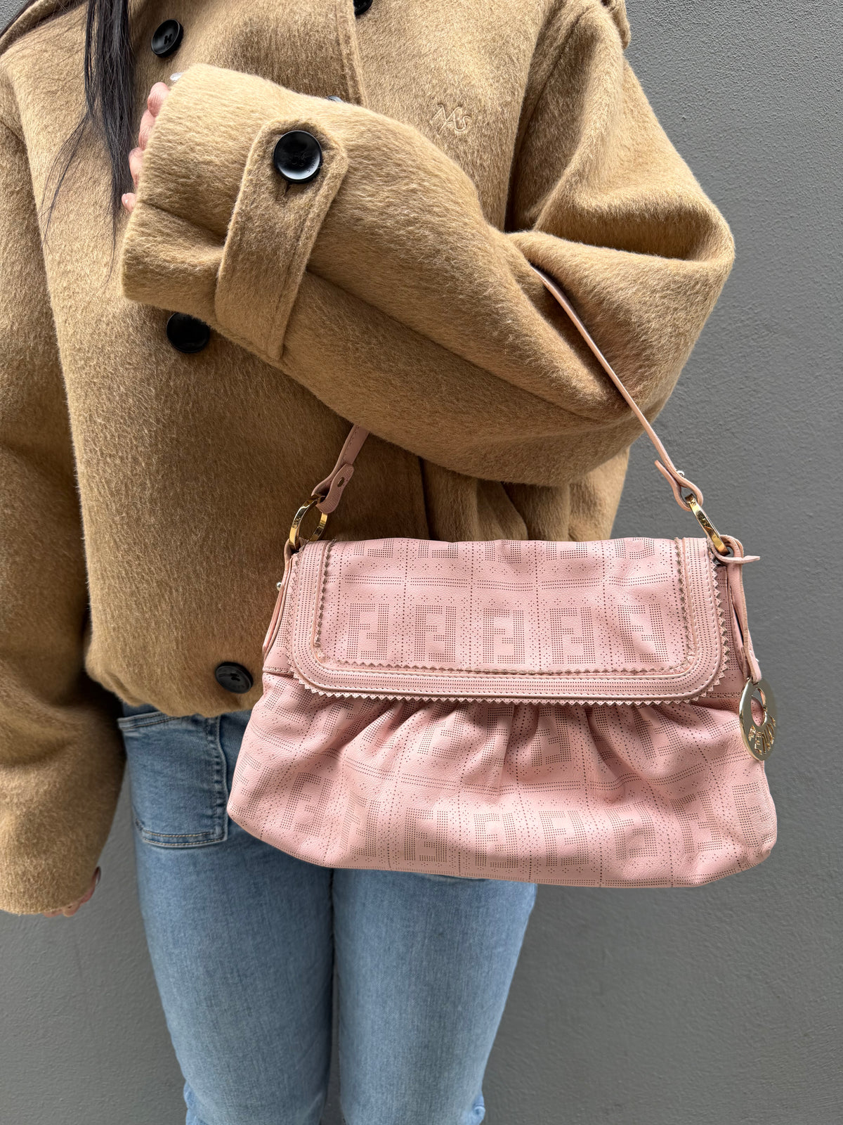 Fendi Perforated Chef Bag Pink