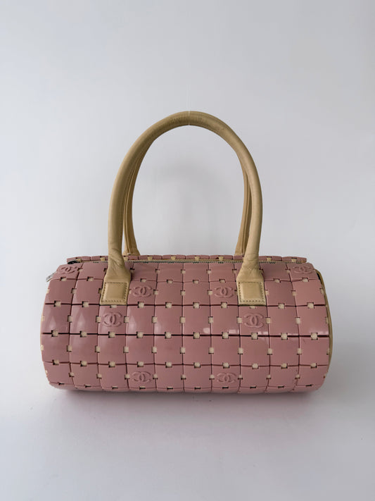 Chanel Pink Lucite Puzzle Barrel Bag