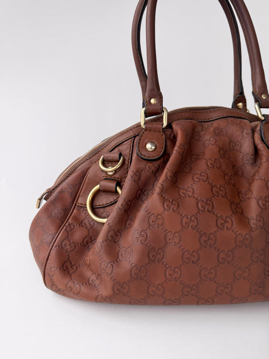 Gucci Sukey Large Guccissima Leather Bag Brown