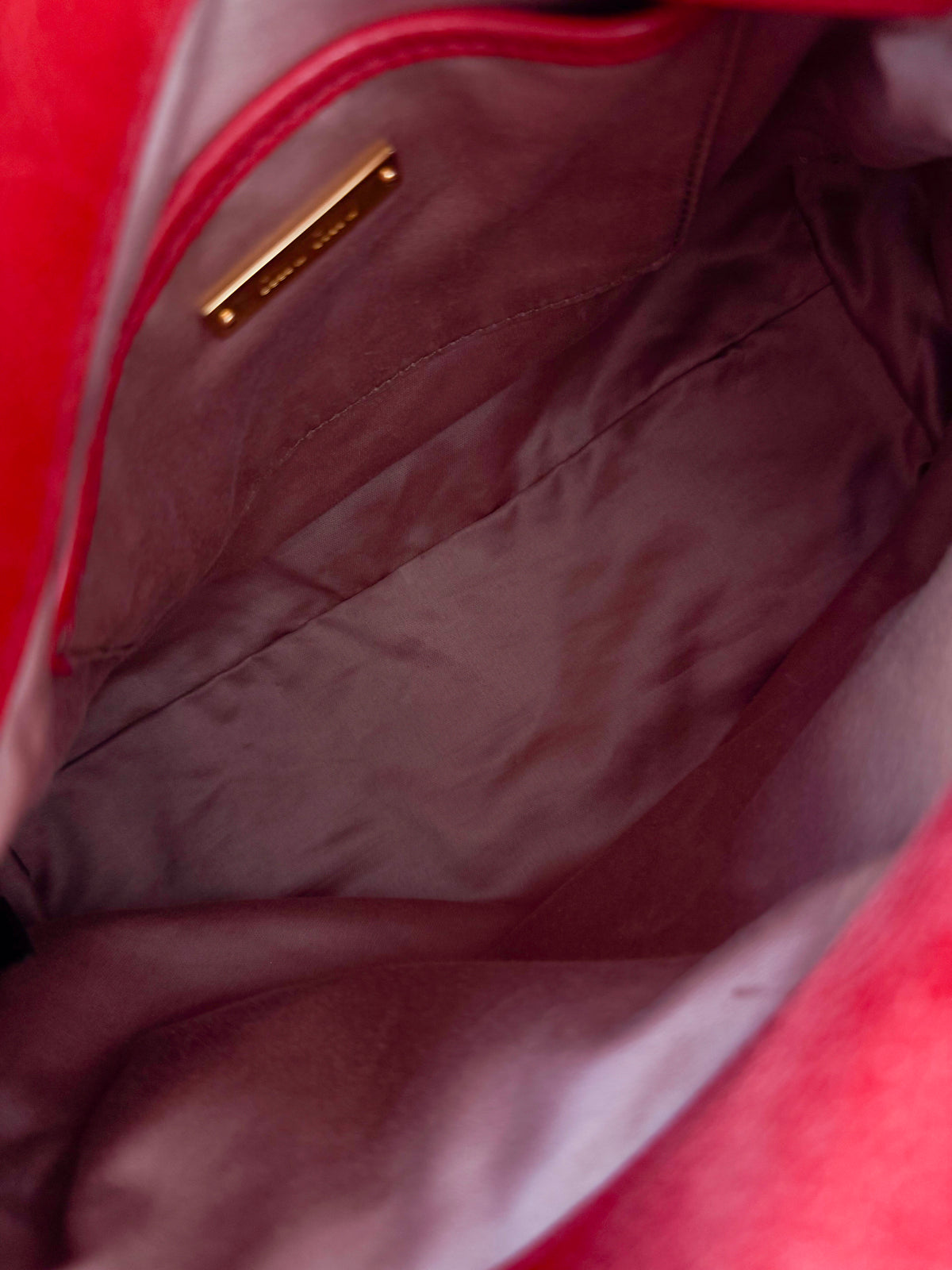 Miu Miu Vitello Lux Bow Handbag Red