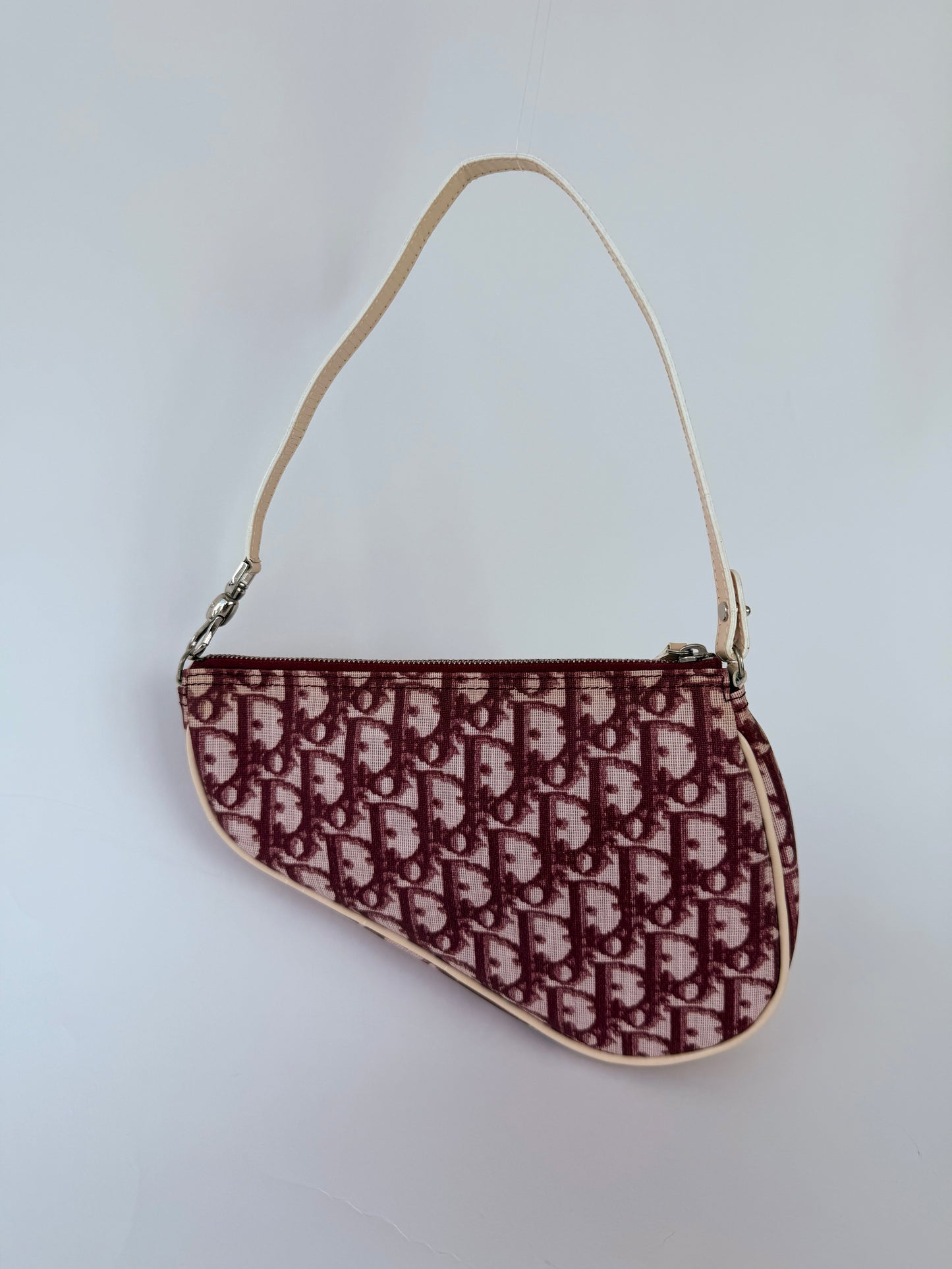 Dior Burgundy Monogram Saddle Bag