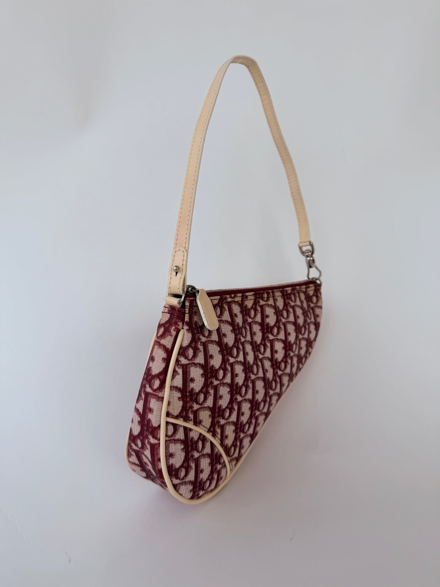 Dior Burgundy Monogram Saddle Bag