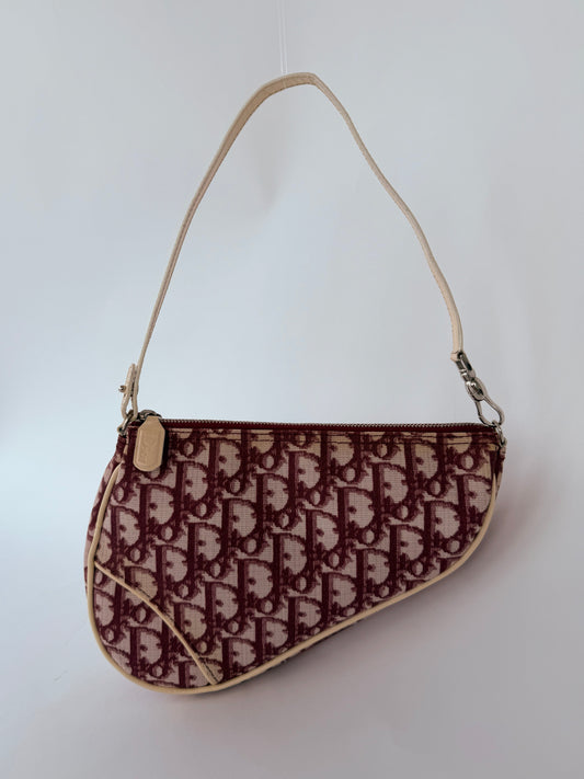 Dior Burgundy Monogram Saddle Bag