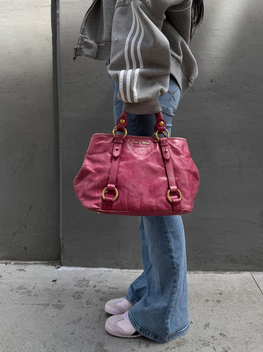 Miu Miu 2-Way Leather Bag Fuchsia Pink