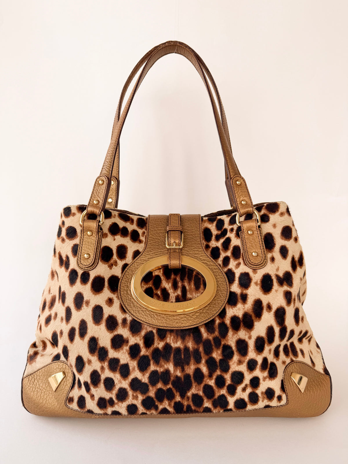 Dolce & Gabbana Ponyhair Leopard Print Shoulder Bag