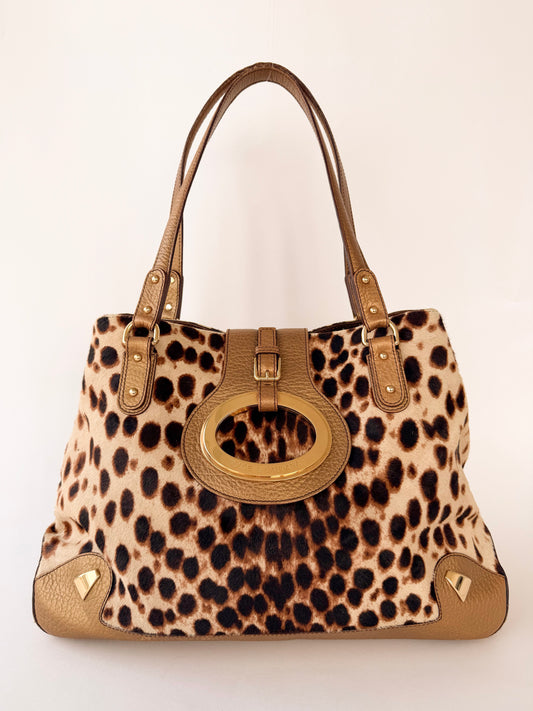 Dolce & Gabbana Ponyhair Leopard Print Shoulder Bag