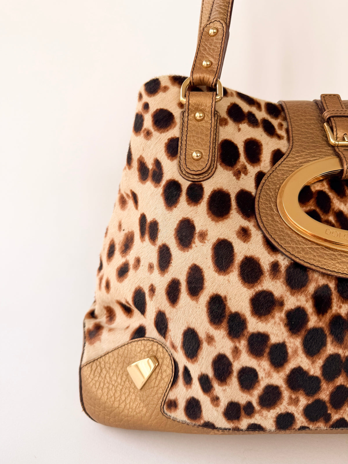 Dolce & Gabbana Ponyhair Leopard Print Shoulder Bag
