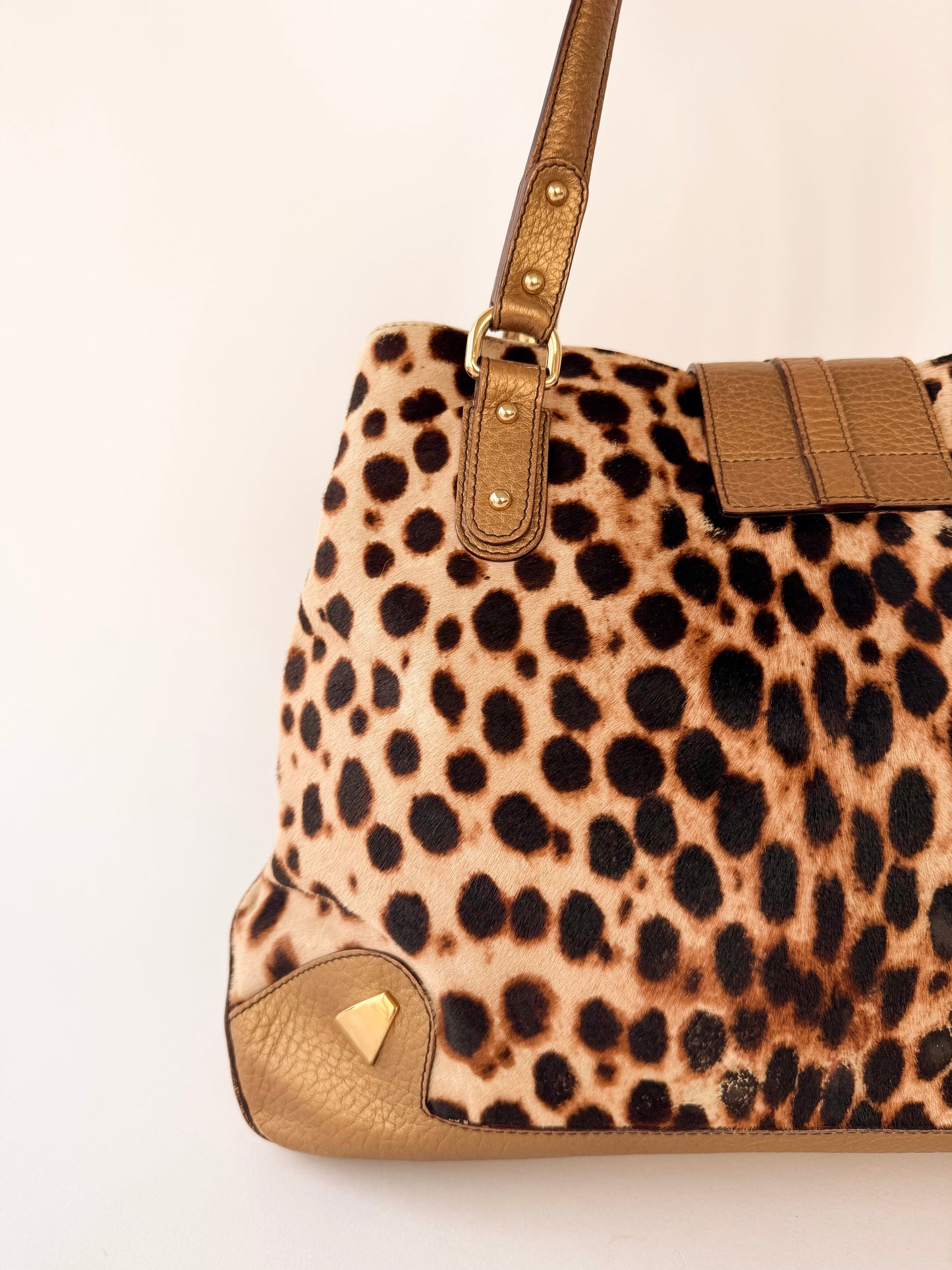 Dolce & Gabbana Ponyhair Leopard Print Shoulder Bag