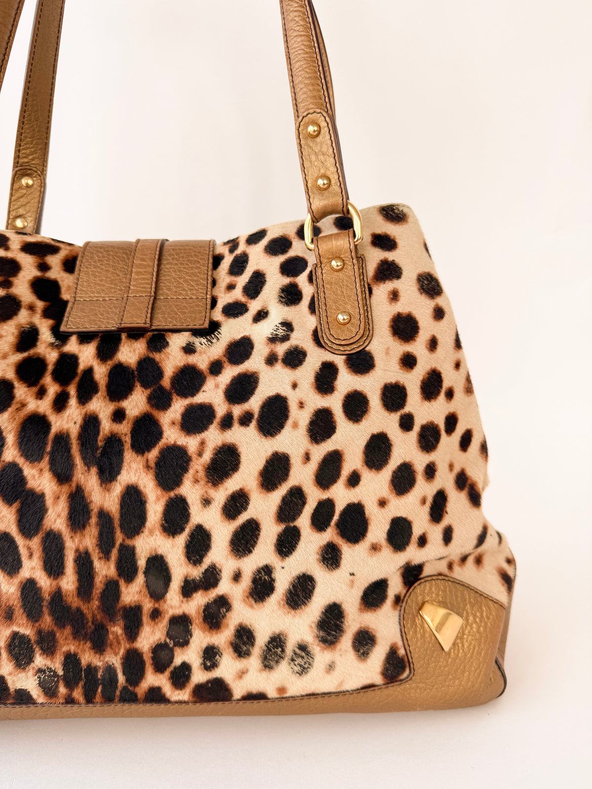 Dolce & Gabbana Ponyhair Leopard Print Shoulder Bag
