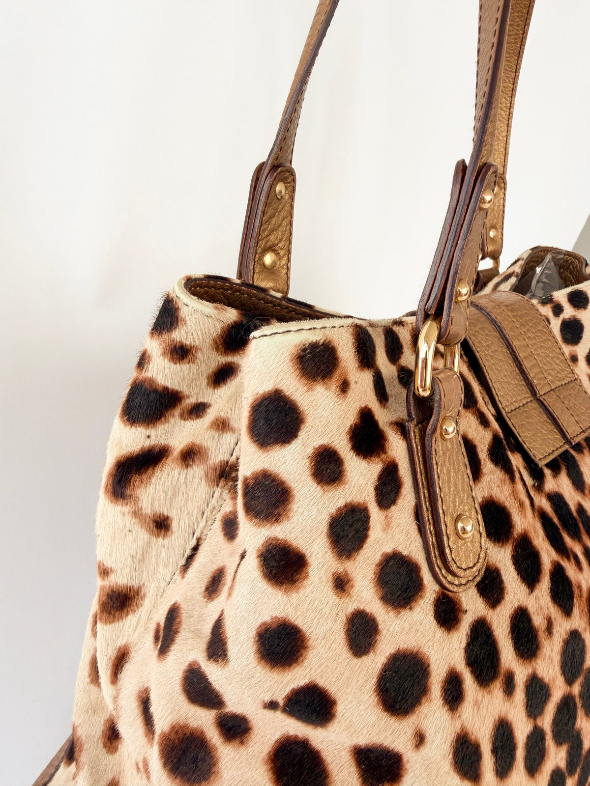 Dolce & Gabbana Ponyhair Leopard Print Shoulder Bag