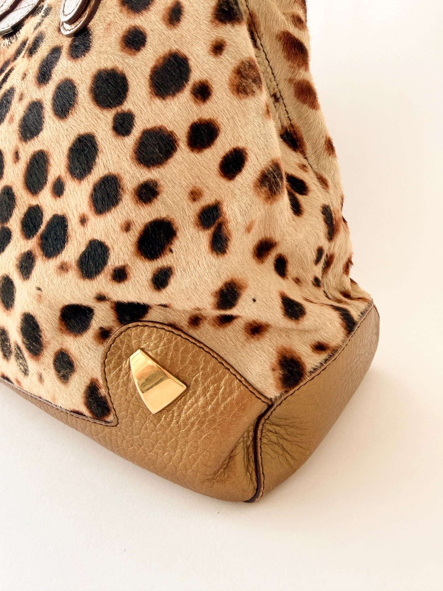 Dolce & Gabbana Ponyhair Leopard Print Shoulder Bag