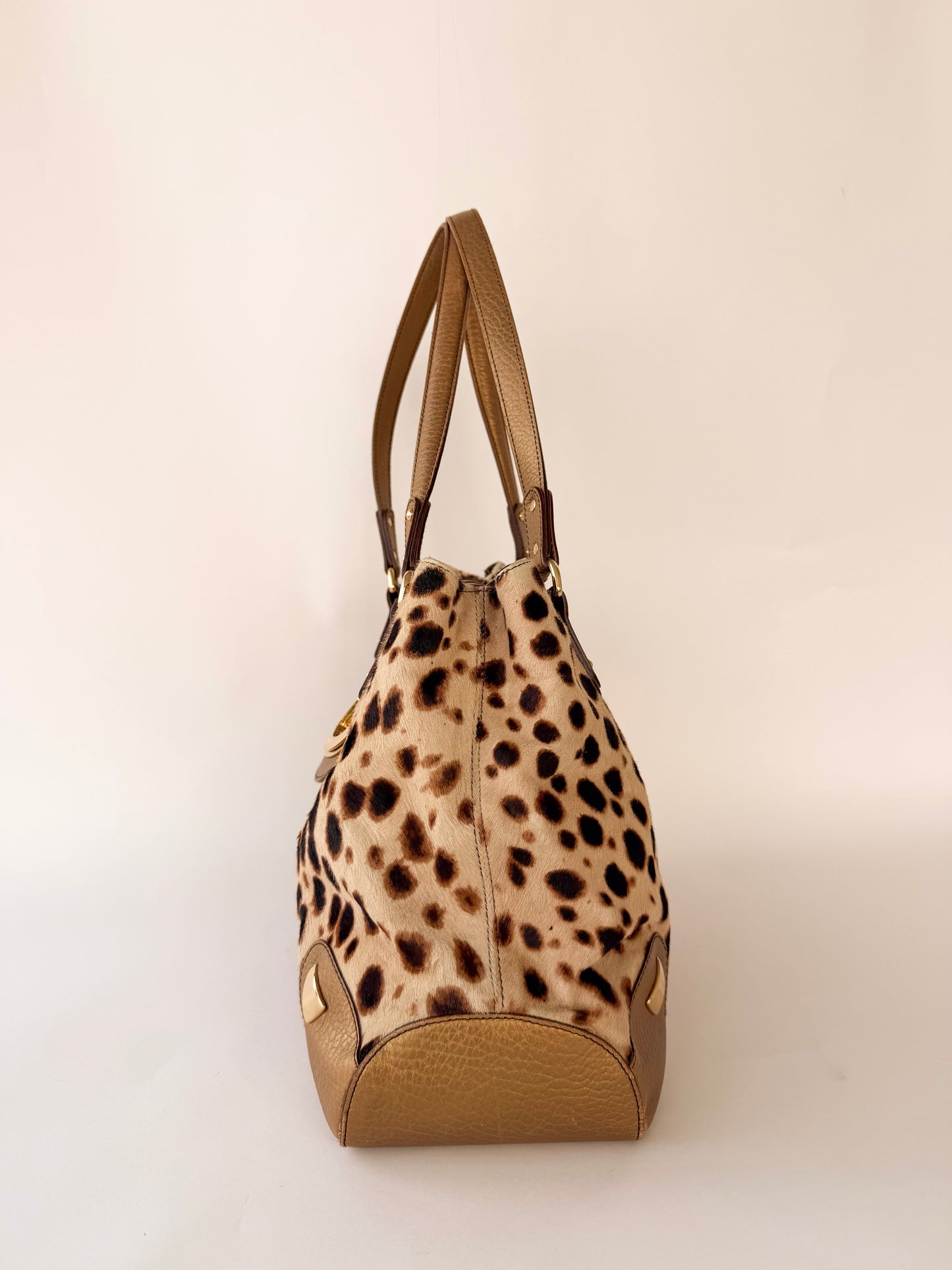 Dolce & Gabbana Ponyhair Leopard Print Shoulder Bag