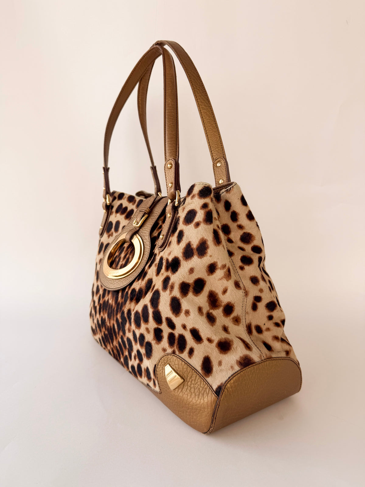 Dolce & Gabbana Ponyhair Leopard Print Shoulder Bag