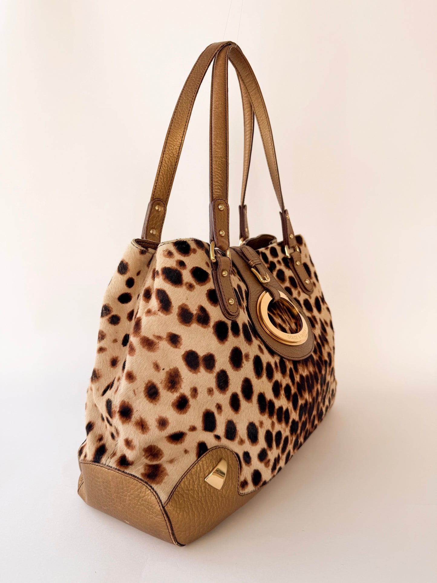 Dolce & Gabbana Ponyhair Leopard Print Shoulder Bag