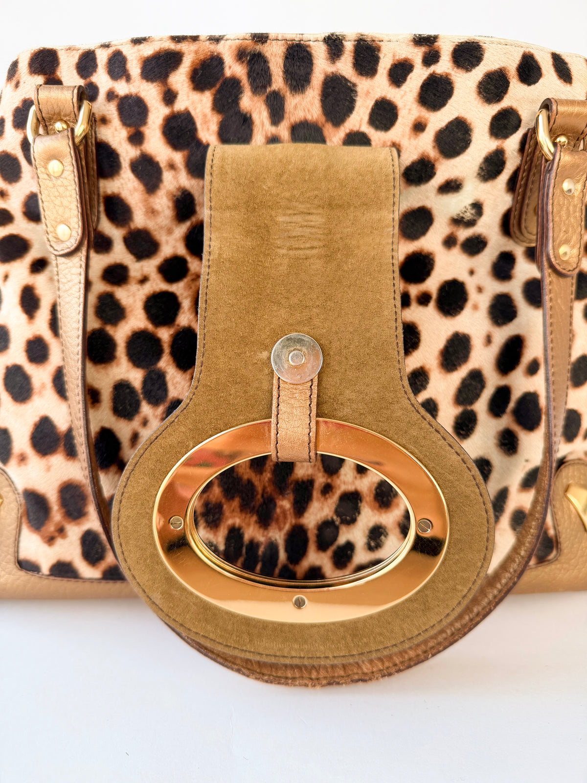 Dolce & Gabbana Ponyhair Leopard Print Shoulder Bag