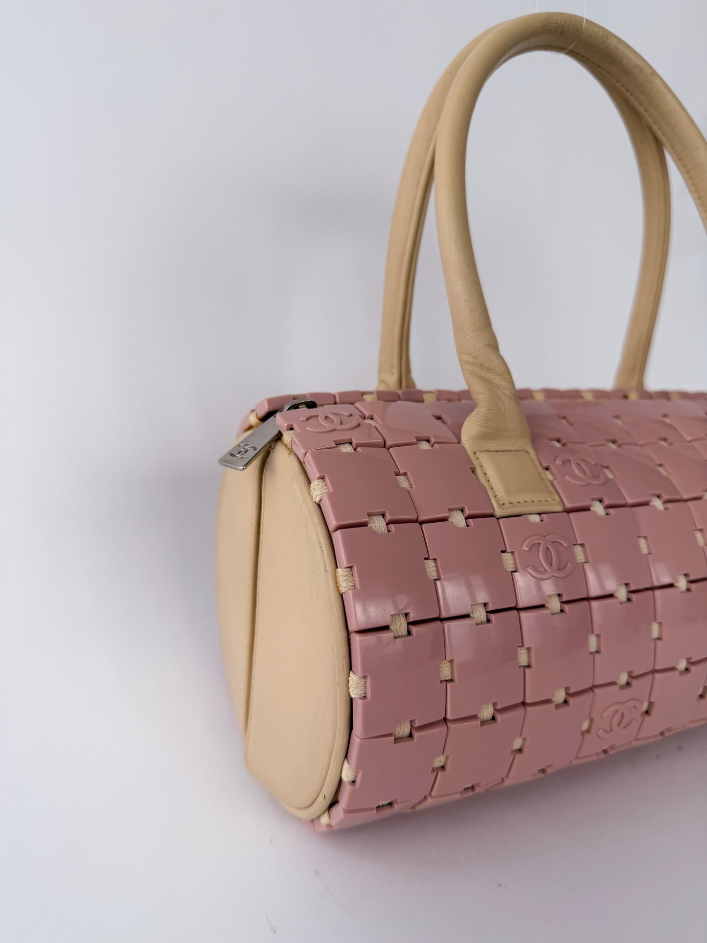 Chanel Pink Lucite Puzzle Barrel Bag