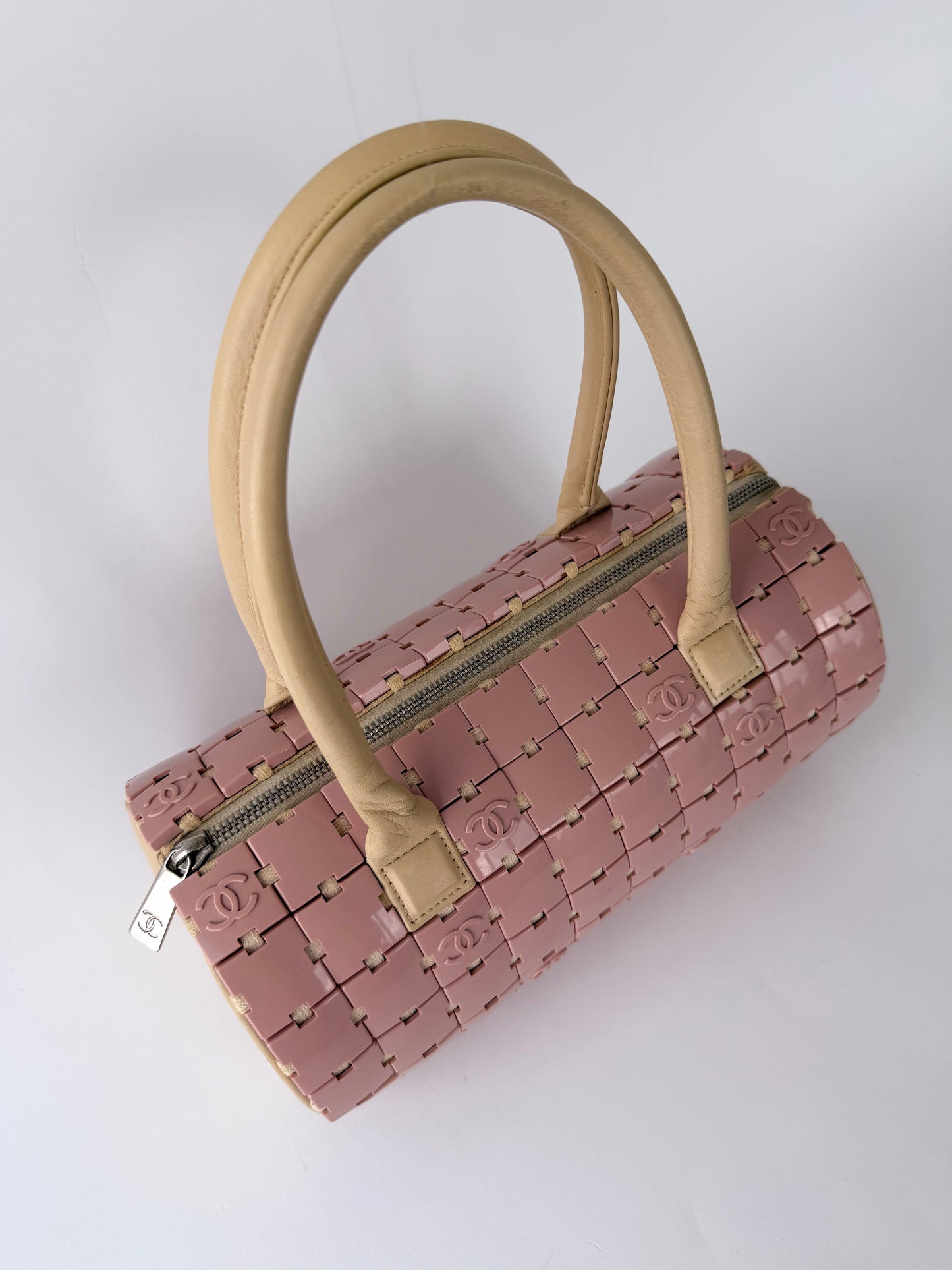 Chanel Pink Lucite Puzzle Barrel Bag