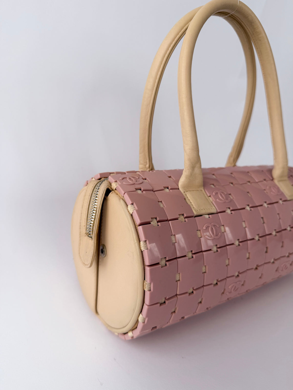 Chanel Pink Lucite Puzzle Barrel Bag