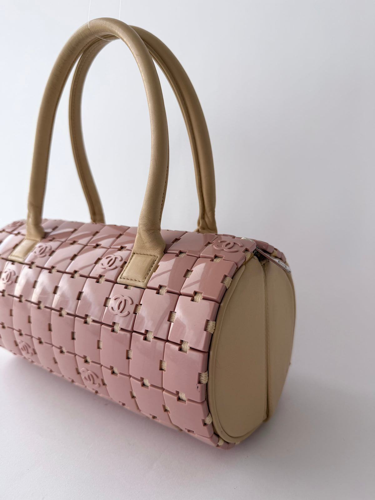 Chanel Pink Lucite Puzzle Barrel Bag