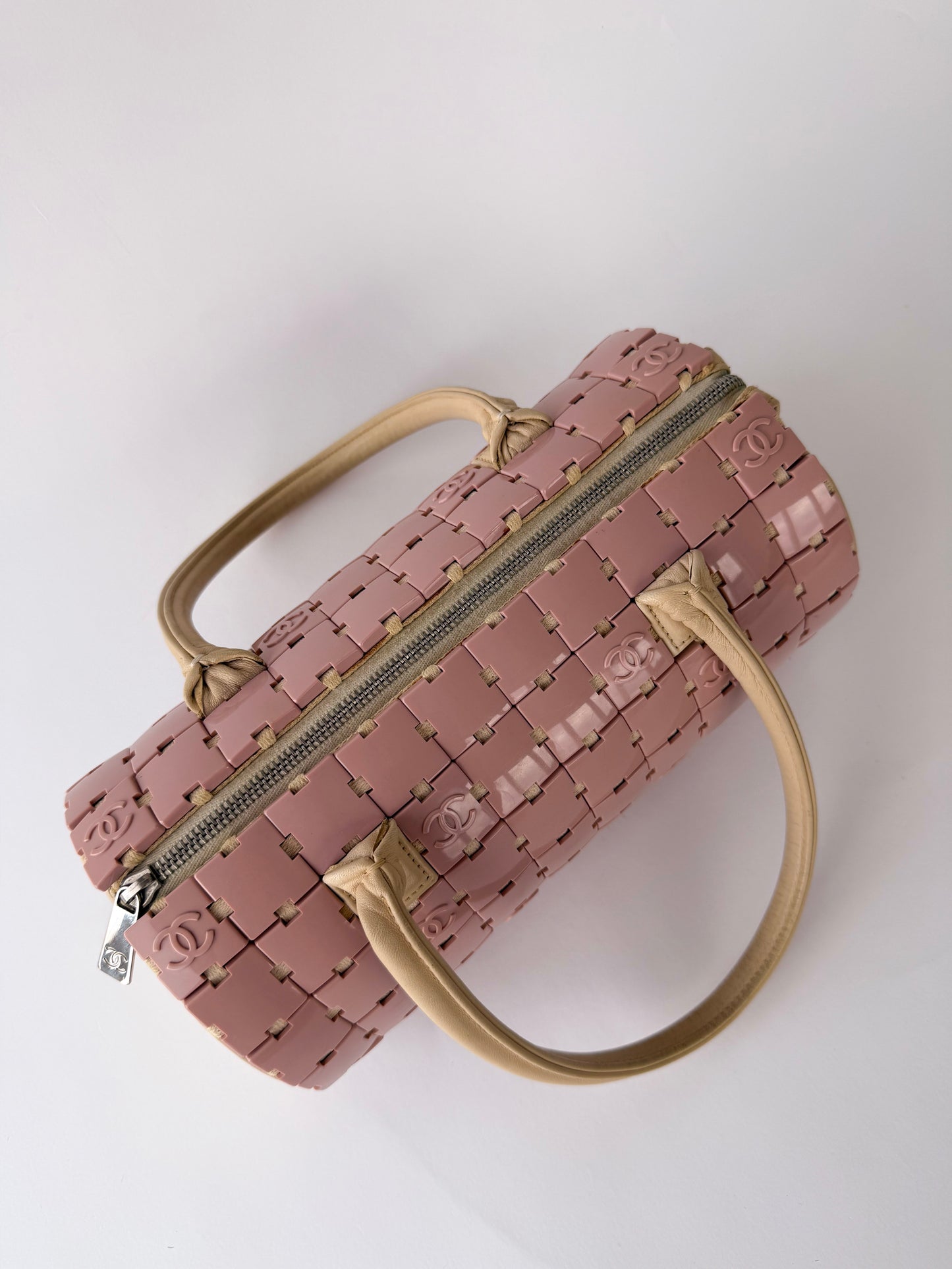 Chanel Pink Lucite Puzzle Barrel Bag