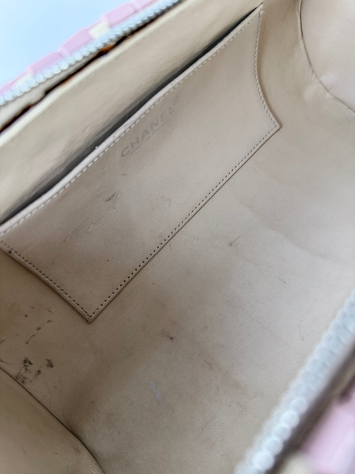Chanel Pink Lucite Puzzle Barrel Bag