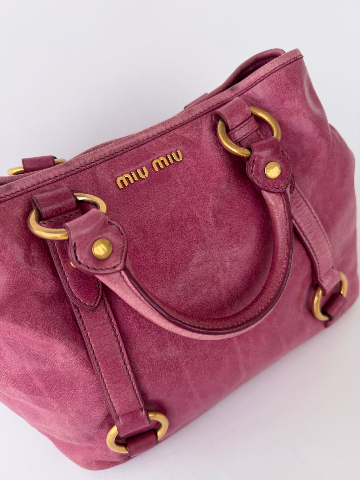 Miu Miu 2-Way Leather Bag Fuchsia Pink