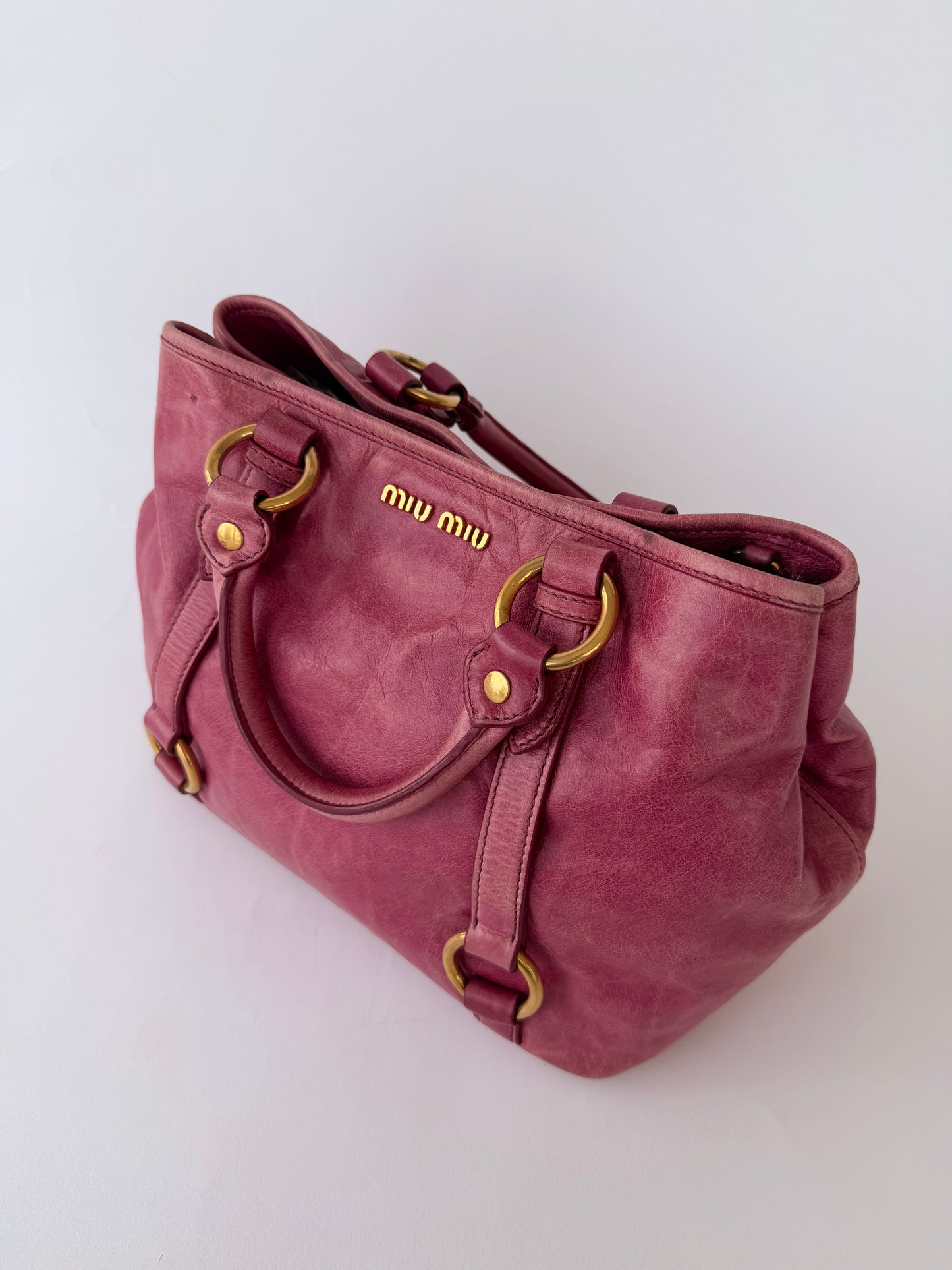 Miu Miu 2-Way Leather Bag Fuchsia Pink