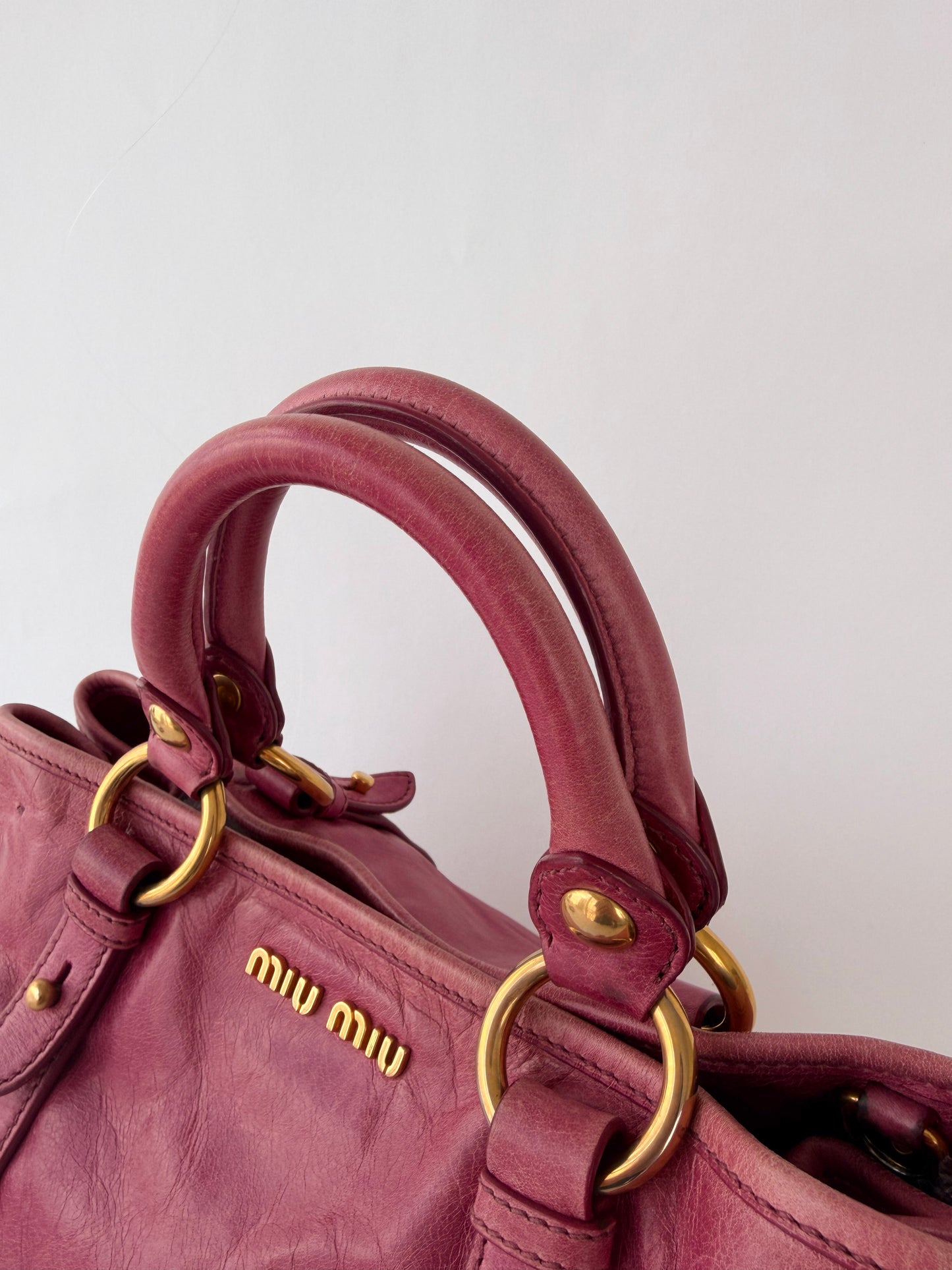 Miu Miu 2-Way Leather Bag Fuchsia Pink