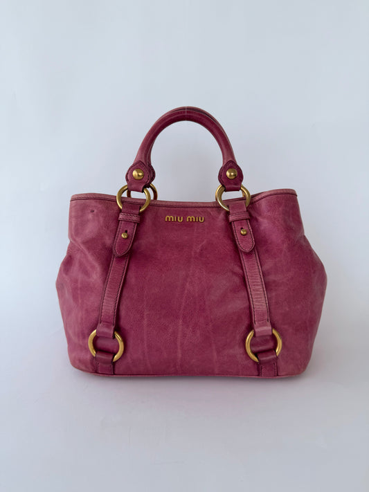 Miu Miu 2-Way Leather Bag Fuchsia Pink