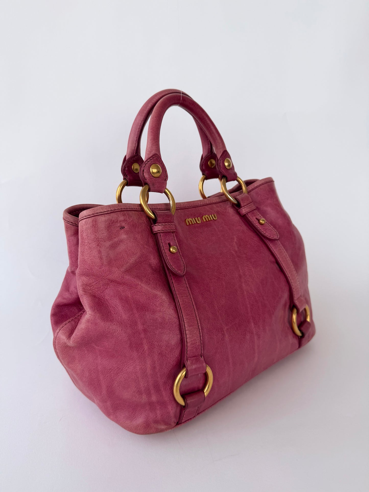Miu Miu 2-Way Leather Bag Fuchsia Pink