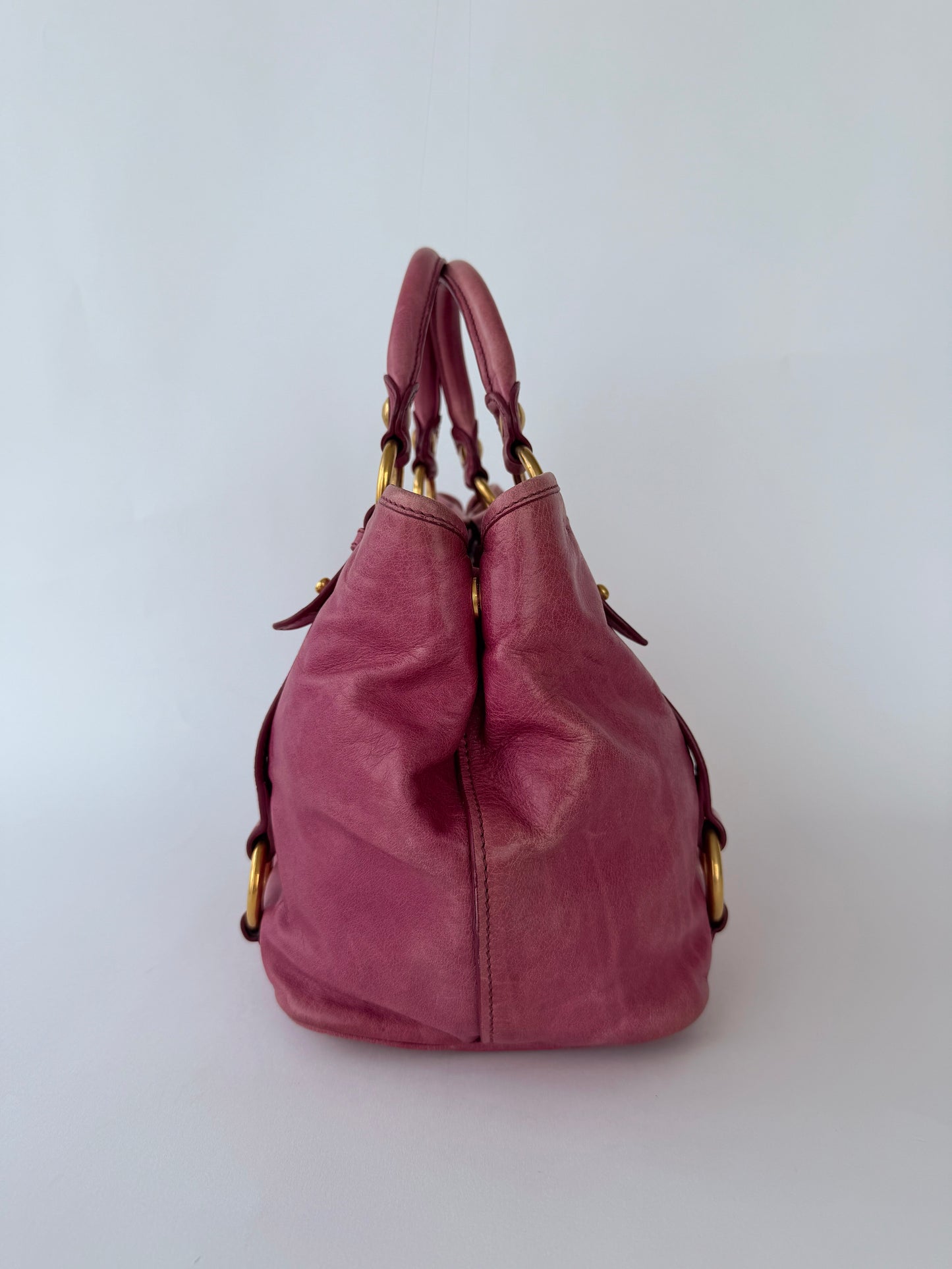 Miu Miu 2-Way Leather Bag Fuchsia Pink
