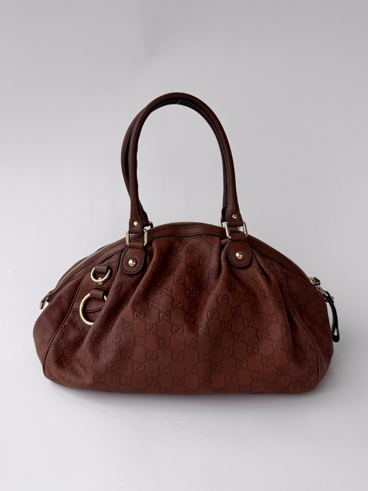 Gucci Sukey Large Guccissima Leather Bag Brown