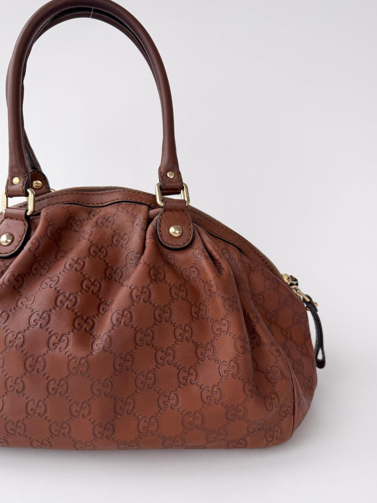 Gucci Sukey Large Guccissima Leather Bag Brown