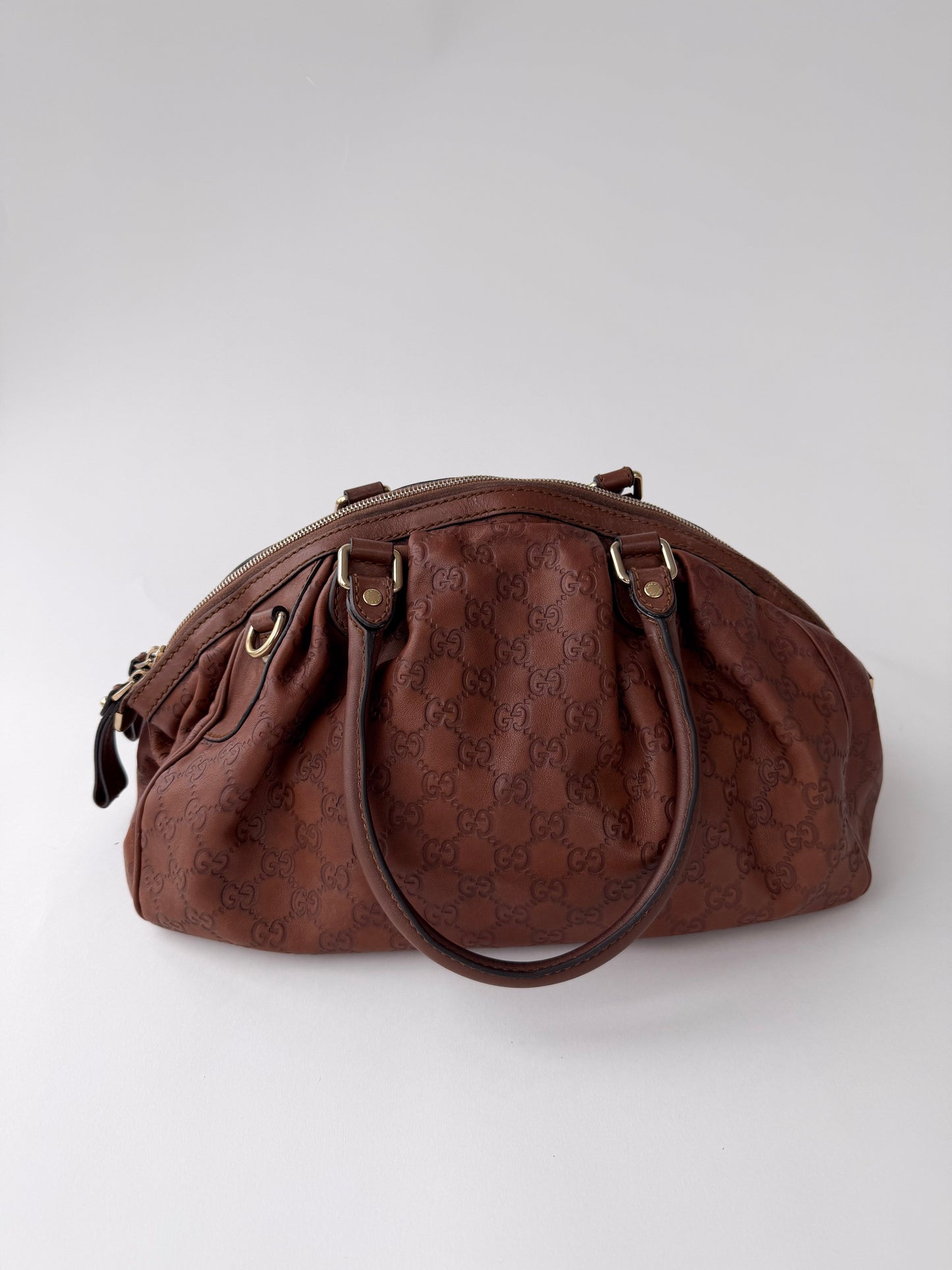 Gucci Sukey Large Guccissima Leather Bag Brown
