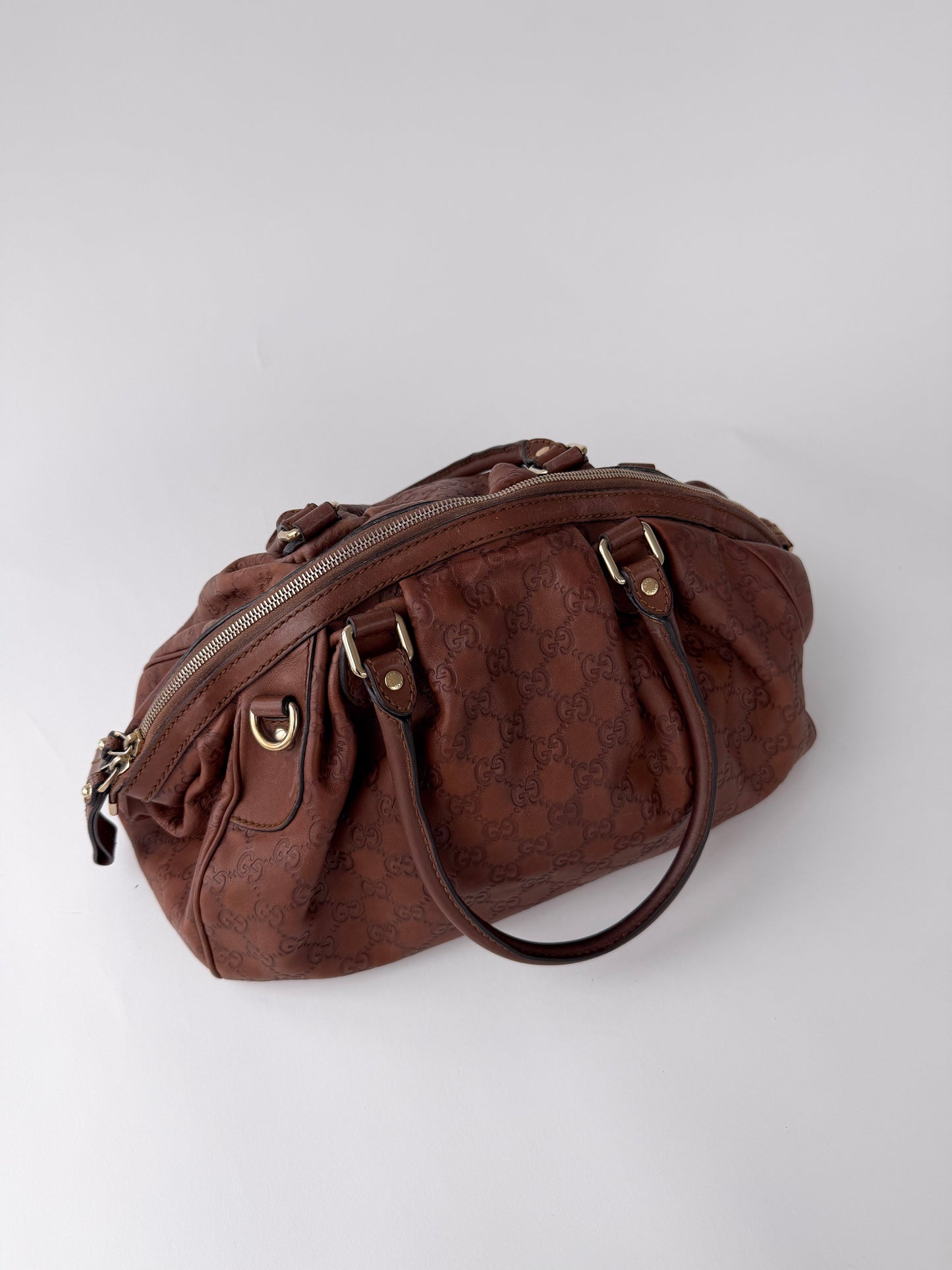 Gucci Sukey Large Guccissima Leather Bag Brown
