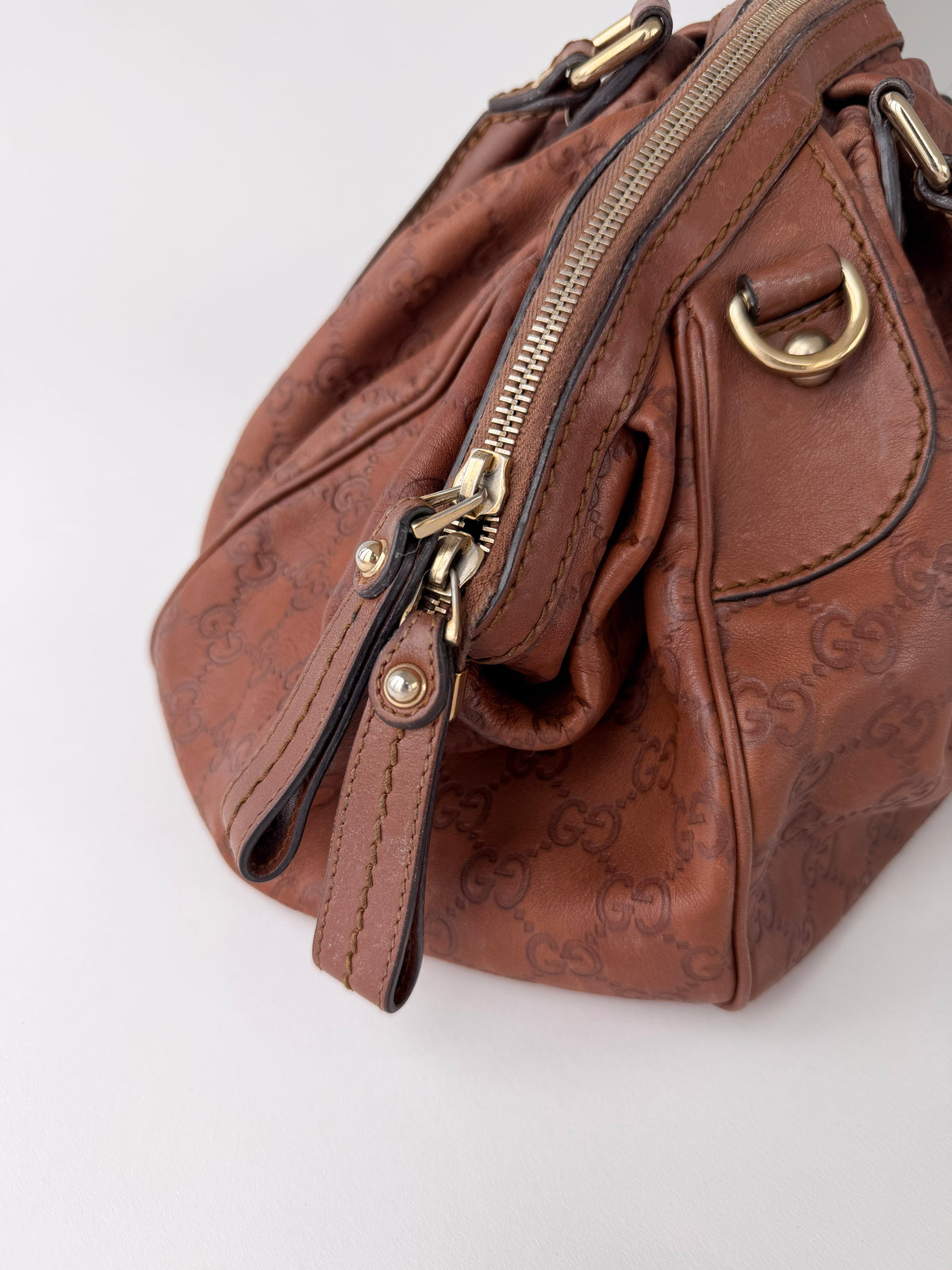 Gucci Sukey Large Guccissima Leather Bag Brown