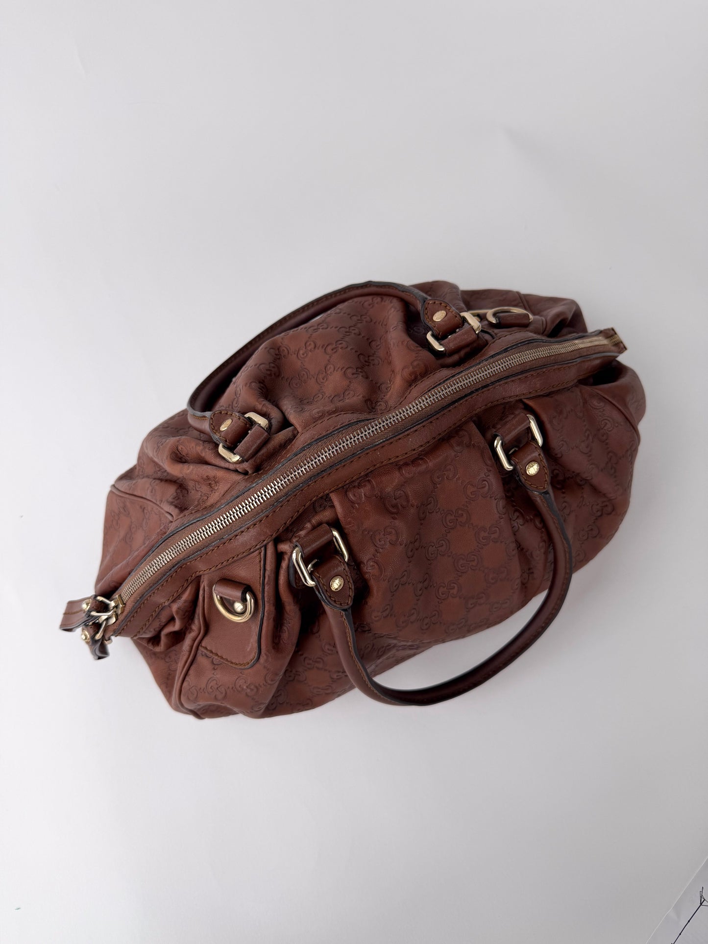 Gucci Sukey Large Guccissima Leather Bag Brown