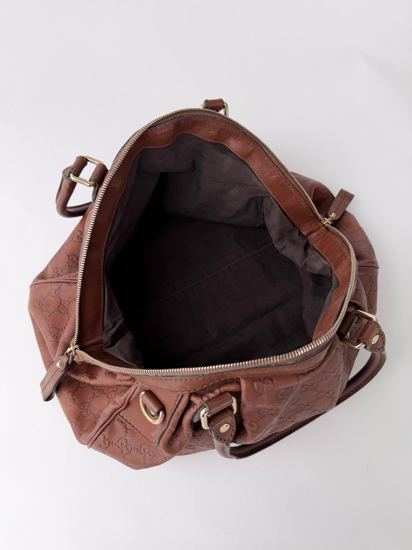 Gucci Sukey Large Guccissima Leather Bag Brown
